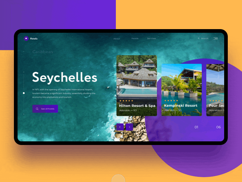 Hotel Concept 2019 animation card concept daily ui design desktop homepage luxury ui