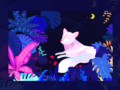 Fox animal design fox illustration plant