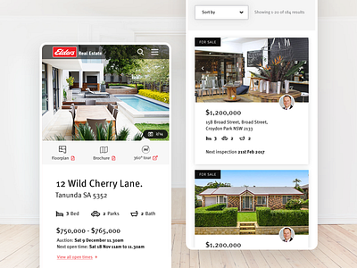 Real Estate property listing mobile design real estate ui ux web design