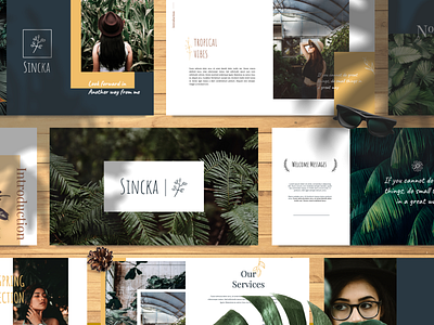 SINCKA Tropical Vibes Powerpoint Template blogger booklet botanical branding catalog fashion green keynote lookbook magazine minimal photography pitch deck portfolio ppt presentation scandinavian social media studio tropical vibes