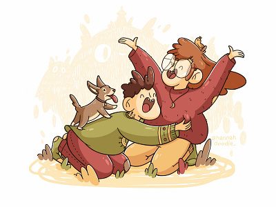Love nature 2d adobe illustrator boy cartoon character chiken cute dog doodle girl hannahdoodle illustration vector vectorart