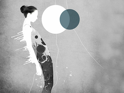 Hypnotic body figurative fine art illustration mixed media woman