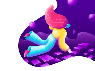 Virtual reality fly game girl illustration virtual reality vr