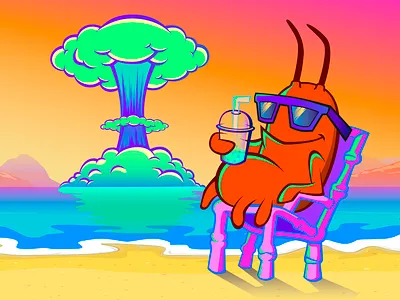 Nuclear Cockroach art beetle bug cockroach design explosion illustration mushroom core nuclear vector