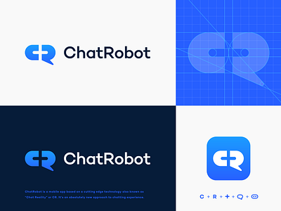 C+R Logo Explorations app icon branding c logo chat chat bubble cross identity logo logo construction logo grid message messenger mobile app monogram negative space plus r logo robot logo robotics unused logo