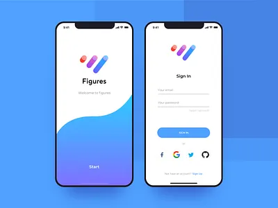Figures app apple blue and white clean design design ios light log in splash screen start screen ui ui deisgn white