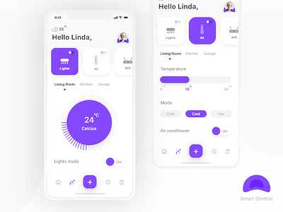 Smart home app clean app control controler desgin home home app lights smart ui