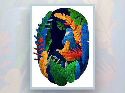 Tropical dream colorful design girl illustration landscape tropical vector