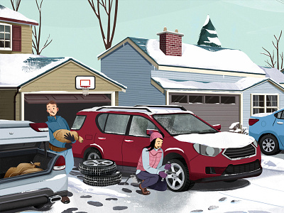 Driving preparations for ice and snow cars drawing editorial ice illustration snow weather