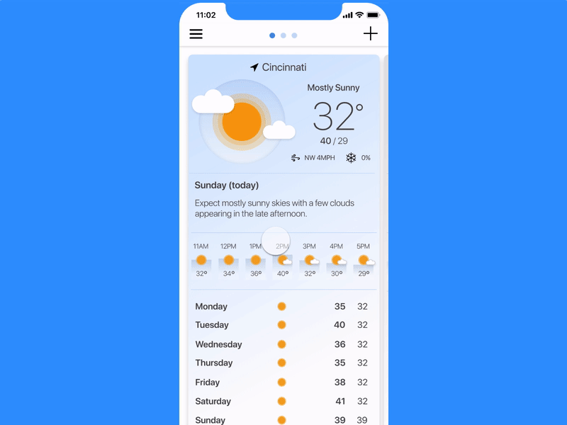 Weather App Transitions animaiton design invision studio ios iphone sketch ui