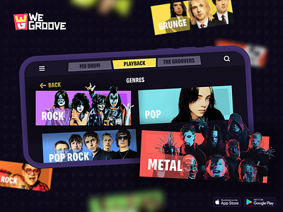 WeGroove Drum Play Mobile App 3d app art artist design game graphic design illustration illustrator music song ui ux
