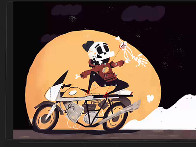 Skully Motorcycle Process 2d animation after effects animation bike character character design illustration illustrator motion graphics motorcycle nft open sea photoshop rig simple skeleton