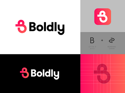 Boldly - Logo Design b logo b monogram bold boldly bond bonding branding branding design chain connect friendly grid identity identity design identity logo logo logo design logo grid staffing staffing logo