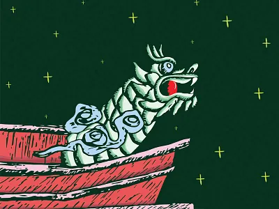 Spirit Dragon 2d art cartoon china clean design digital dragon draw flat graphic design green illustration