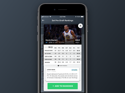 Fantasy Sports Nba app basketball card design draft interaction design mobile nba sports ui ux