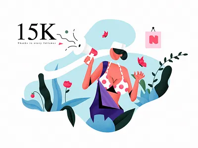 NICE100 15k Follower 15k butterfly flower illustration