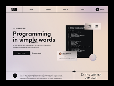 Online Programming Course Platform code courses developer education homepage landing minimal platform product design programming web website