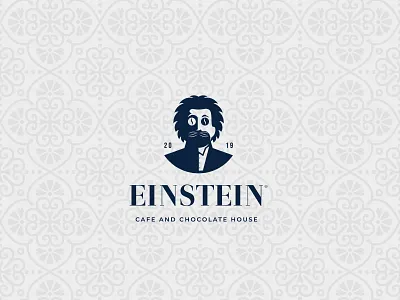 EINSTEIN cafe and chocolate house logo concept cafe chocolate coffee elegant enistein ice cream simplistic
