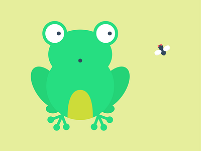 An Unexpected Snack Appears! flat art fly frog graphic illustration snack toad vector