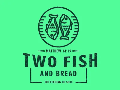 Feeding of the 5000 badge bible branding christ christian fish jesus jesus christ story story illustration texture