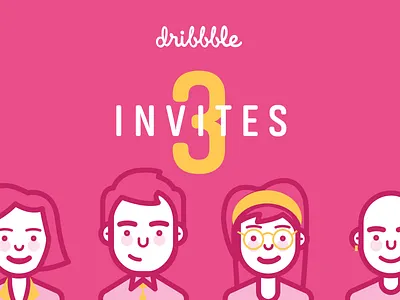 3 INVITES boy character dribbble illustration illustrator invitation invite invites giveaway pink vector woman