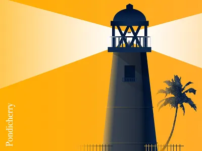 Pondicherry art clean design design digital art exploration exploration visual brand explorations flat gradient grain illustration lighthouse minimal orange process