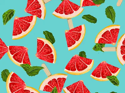 Lemon Pop brush design food ice cream illustration leaf lemon nature orange juice paint brush pattern popsicle tropic