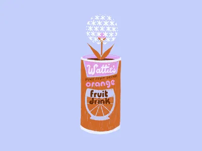 Wattie's Pure Fruit Drink #2 can can art drawing flower illustration julia emiliani plants potted plant procreate tin watties