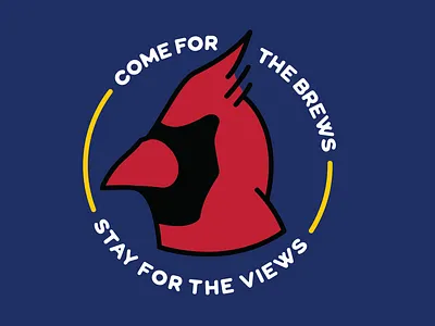 NC Views badge brewery cardinal illustration monoline raleigh vector