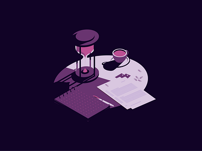 Time art artwork clean creative design illustration illustrator isometric minimal minimalist purple shadows table time vector vector art