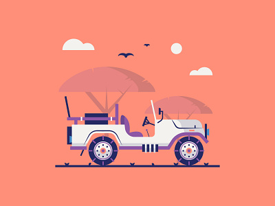 Safari africa colour colours desert design dribbble flat icon illustration illustrator jungle safari shot stroke sunset travel trip vector wild wildlife