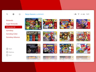 Nintendo Emulator app concept console game n64 nintendo nintendo 64 software ui