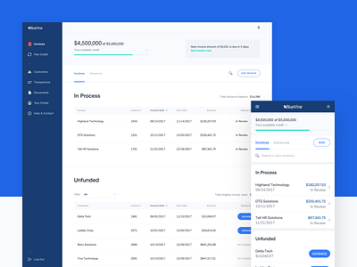 BlueVine Product - Invoice Factoring design finance mobile product design responsive ui ux web app