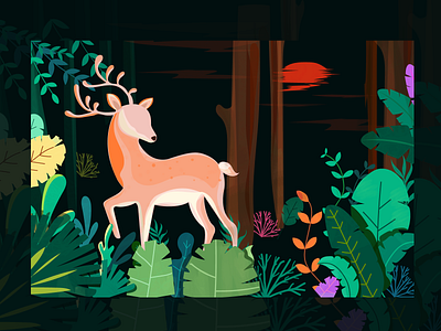 deer animal deer design illustration plant