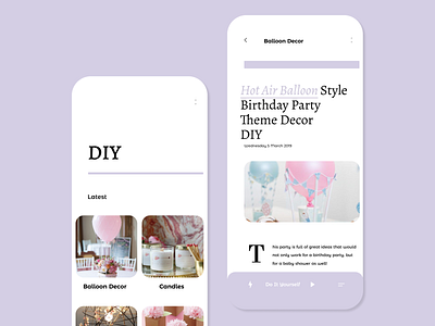 DIY App app art balloons birthday party clean craft creative decoration diy do it yourself minimalism photo product ui uiux