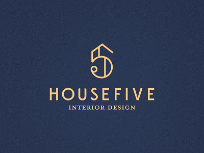 Housefive Unused ☠️ blue brand five icon interior design logo