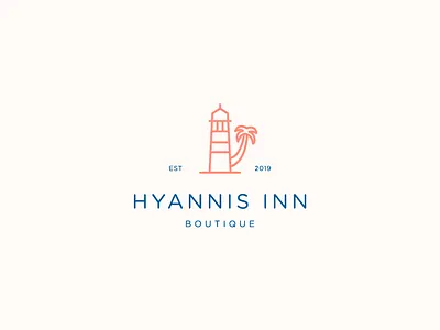 Hyannis Inn boutique coconut coconuttree icon illustration island lighthouse logo minimal stroke