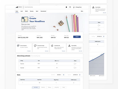 Dashboard for OneNews Concept dashboard design gradient illustration layout logo ui ui design uiux user interface ux web web design