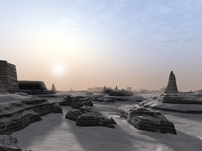 Silver Dawn 3dart ambience celestial digitalart exoplanet fantasy fantasyart fractal mesa mojoworld planets procedural scifi scifiart silver space spaceart spacescape sunrise sunset