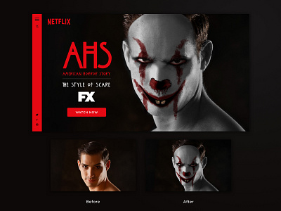 Clown Horror website Concept ahs clown concept design horror netflix photo editing photography portrait tv show website