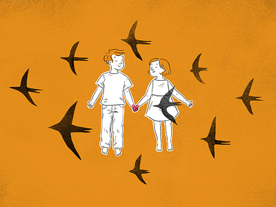 Adorm, adormi couple illustrated poem illustration love love poem lovers poetry yellow