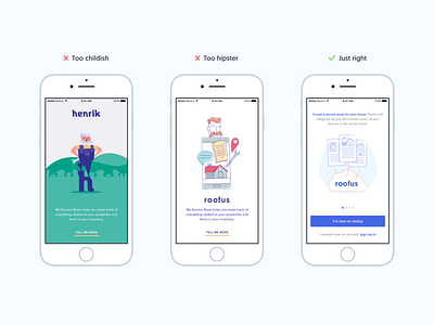 Rooufs - Visual identity iteration app blue branding concept design flat icon illustration ui vector