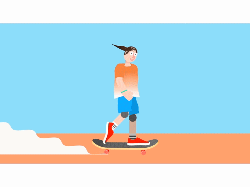 Skater 2d after affects bg charecter displace dribbble skateboard skater smoke turbulence