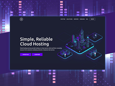 Simple landing page for a cloud hosting branding design illustration landing page minimal ui web website