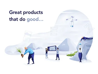 #TechForGood agency illustration charities charity community design grey hashtag helping illustration illustrator mountains people sketch app web