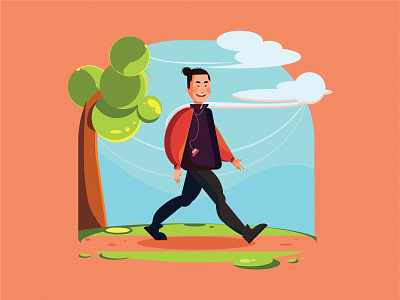 "Me" agul charachter cloud design dribbble hiking illustration sky tree vector walk