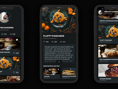 CookBook - Dark UI app cookbook cooking dark food mobile recipe ui