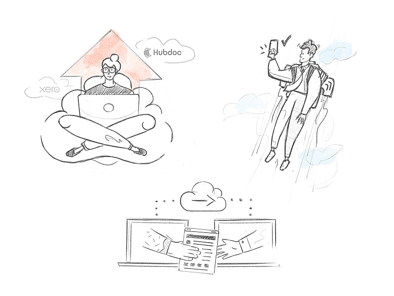 Illustrations Sketches accountants bookkeeping cloud app file transfer illustration jetpack photoshop sketch upload wip