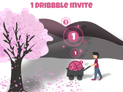 1 Dribbble Invite character character art charecter design design dribbble dribbble ball dribbble invite dribbble invite giveaway free freetime illustration illustrator invite vector