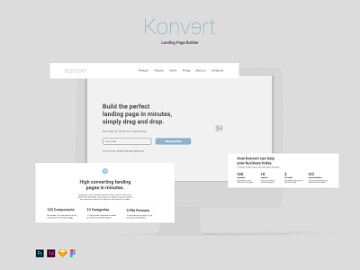 Konvert Landing Page Builder landing page landing page design ux ux design ux template web design website template wireframe wireframe kit wireframe template